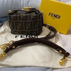 Fendi Brown Leather crossbody Bag with Gold Hardware , comes with 2 straps